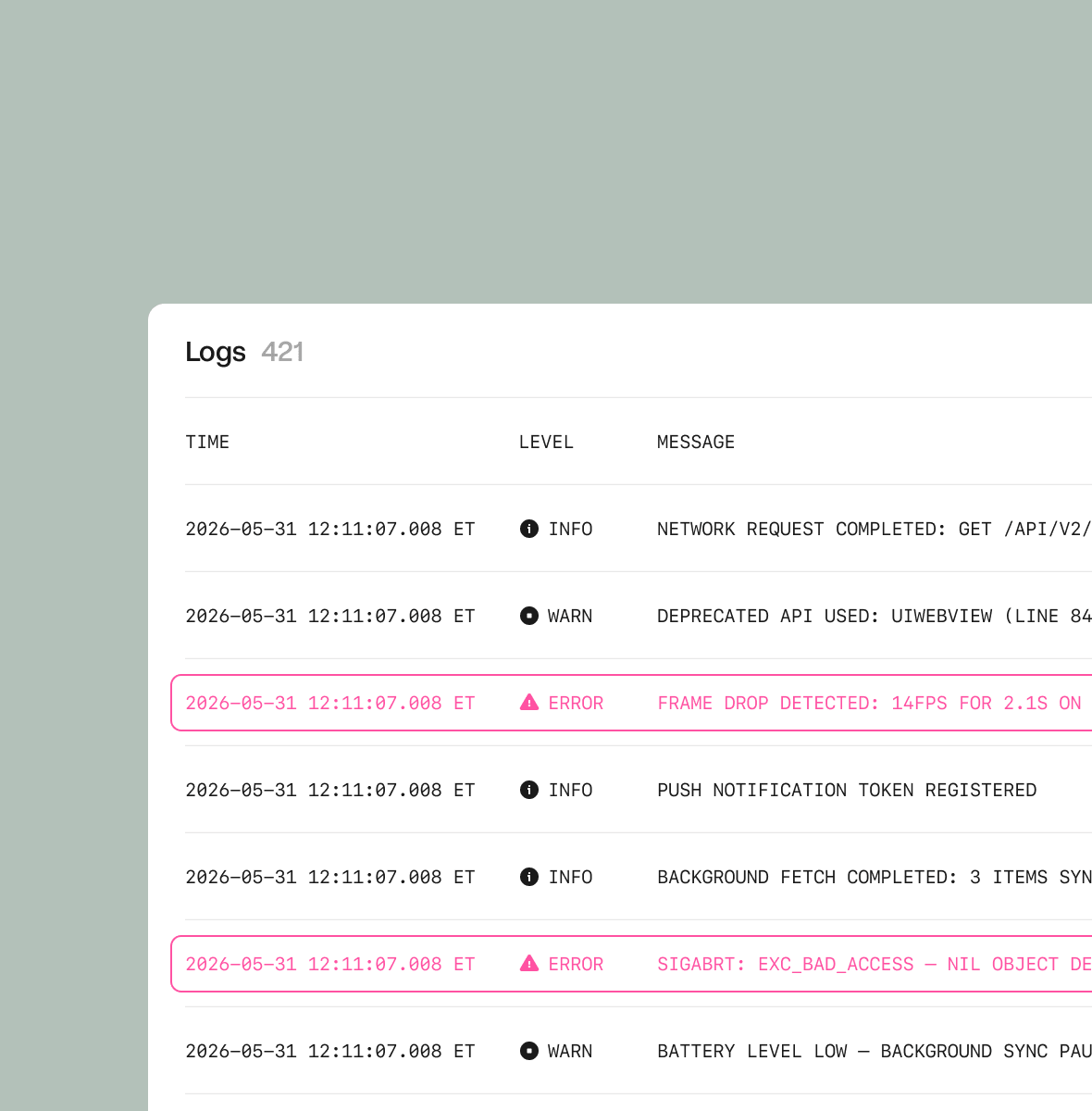 System logs