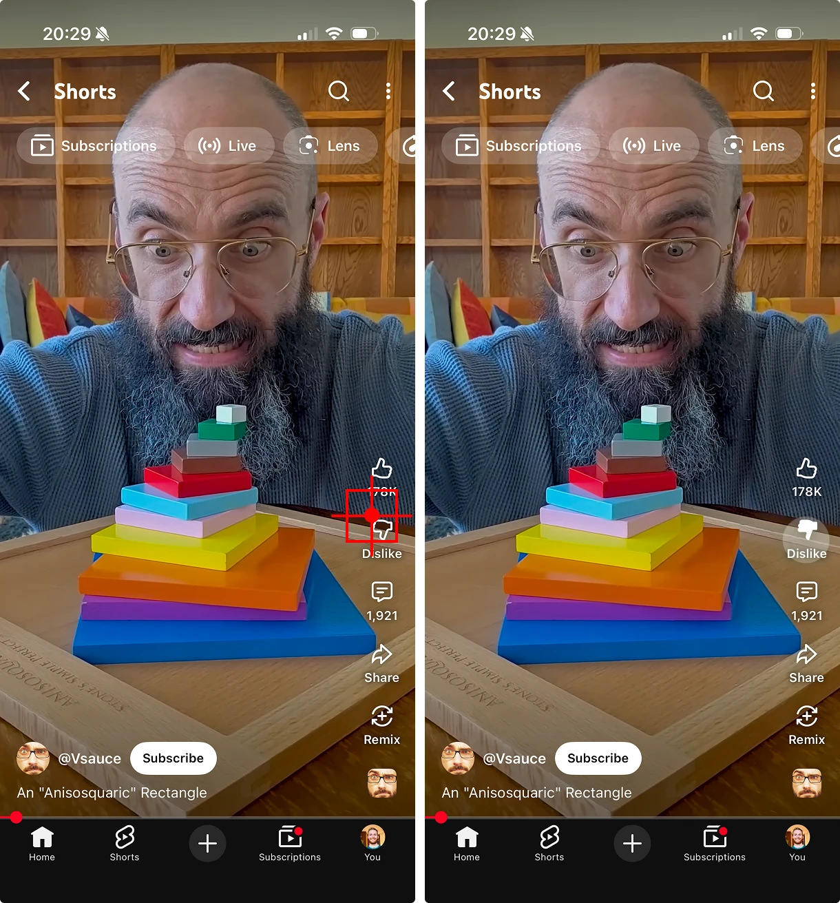 When prompted to locate "the like button". Maybe AI dislikes Vsauce?